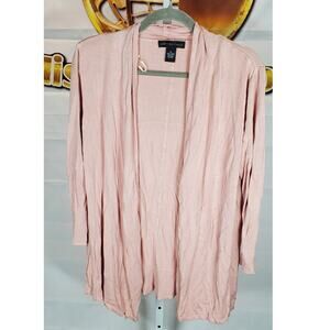 Joan Vass New York Pink Women’s Open Front Long Sleeve Cardigan XL
